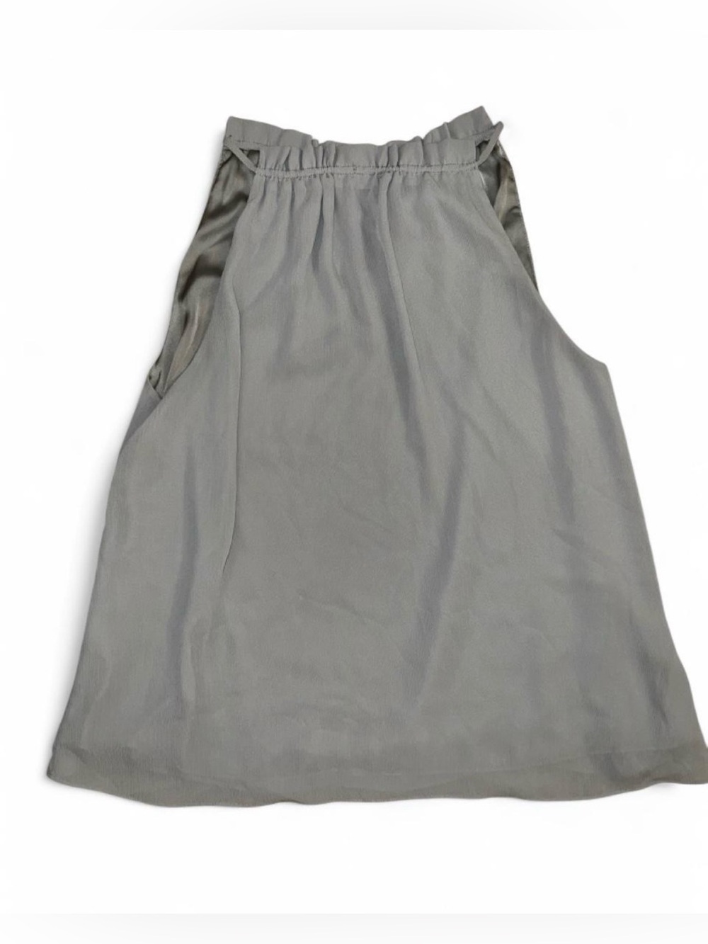 H&M Light Gray/Green Sleeveless Ruffled Neck Mini Dress
